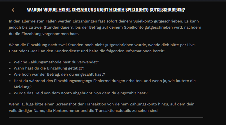 Betreiberhilfe bei einer nicht gutgeschriebenen Einzahlung